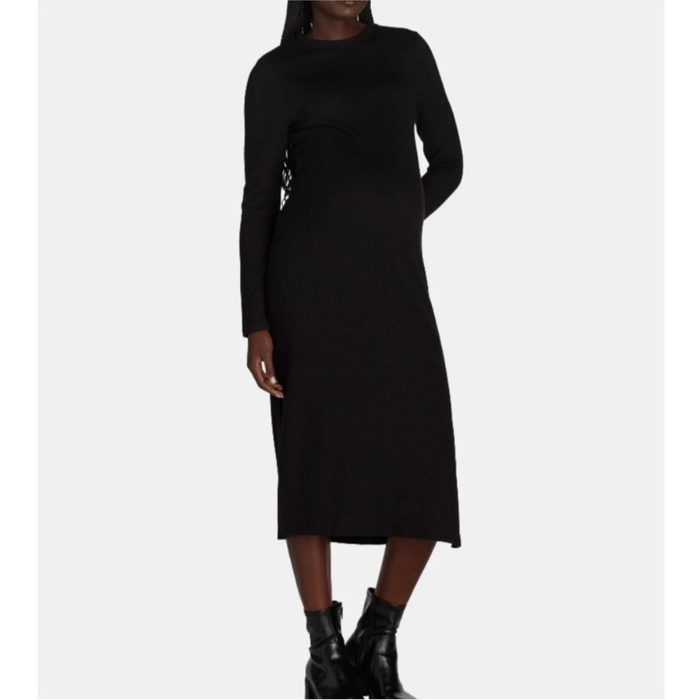 Time‎ and Tru Classic Black and Brown Long Sleeve Maternity Dresses